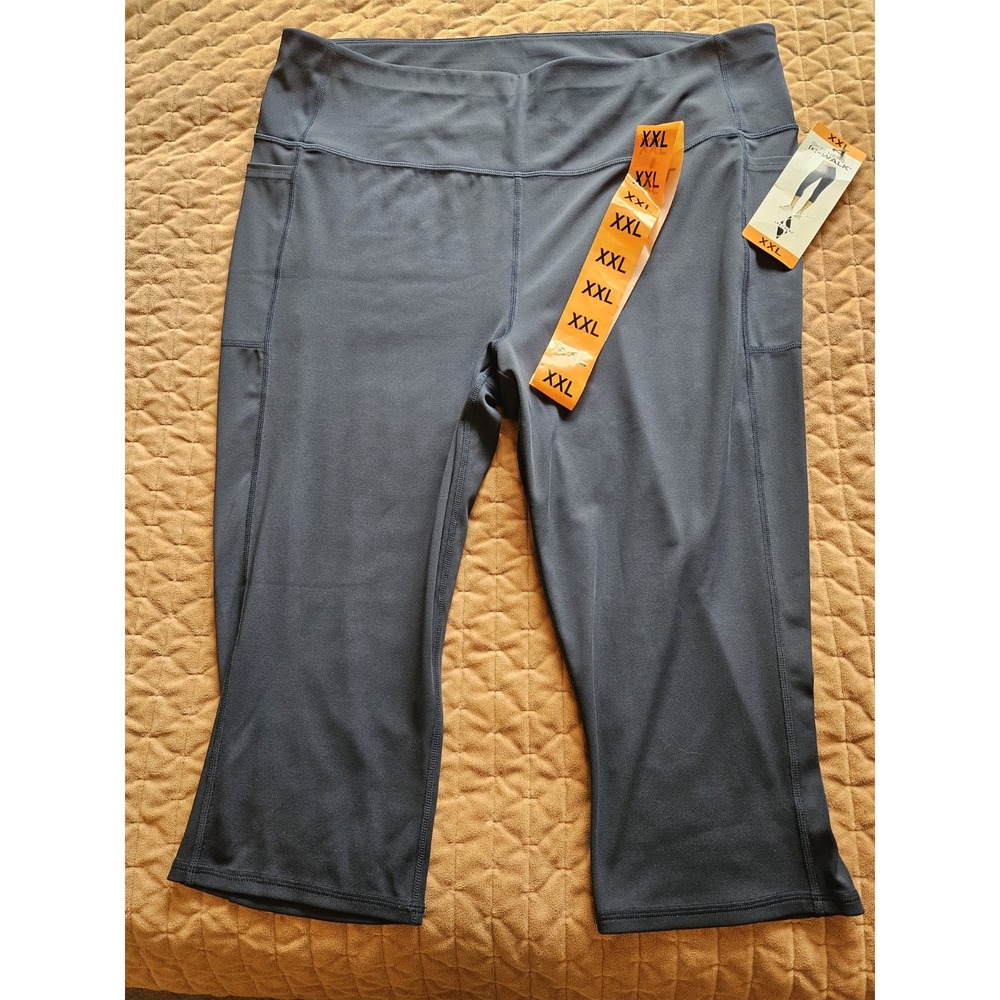 NWT Skechers Women's GoWalk Side Pockets Navy Blue Capri Leggings, Sz. XXL